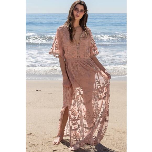 POL Crochet Lace Romper/Maxi Dress Size M/L - Picture 1 of 8